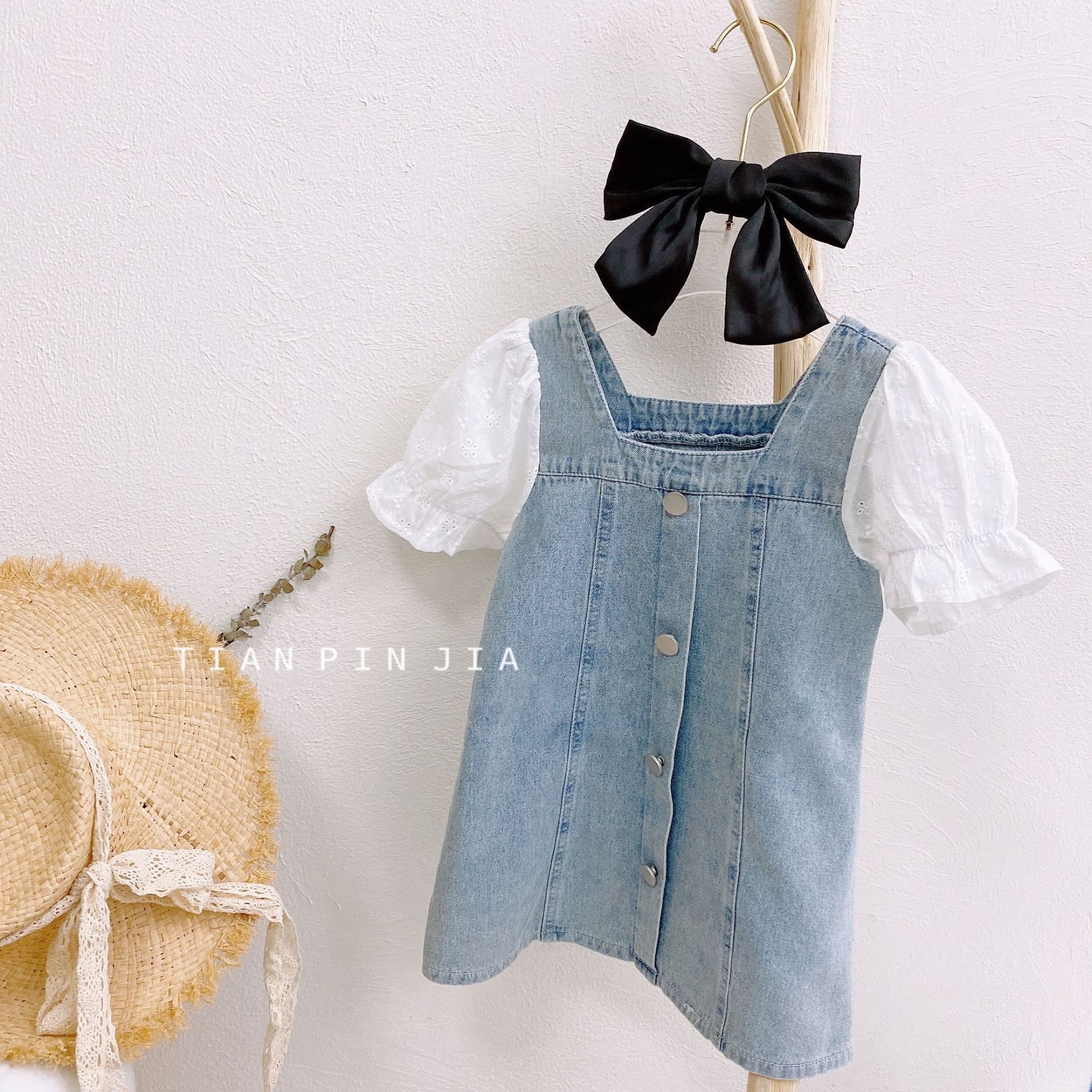 Baby Summer Clothes For Girls Short-sleeved Denim Skirt Girls Dress Summer Stylish Children's Clothes Children's Denim Skirt Fashion