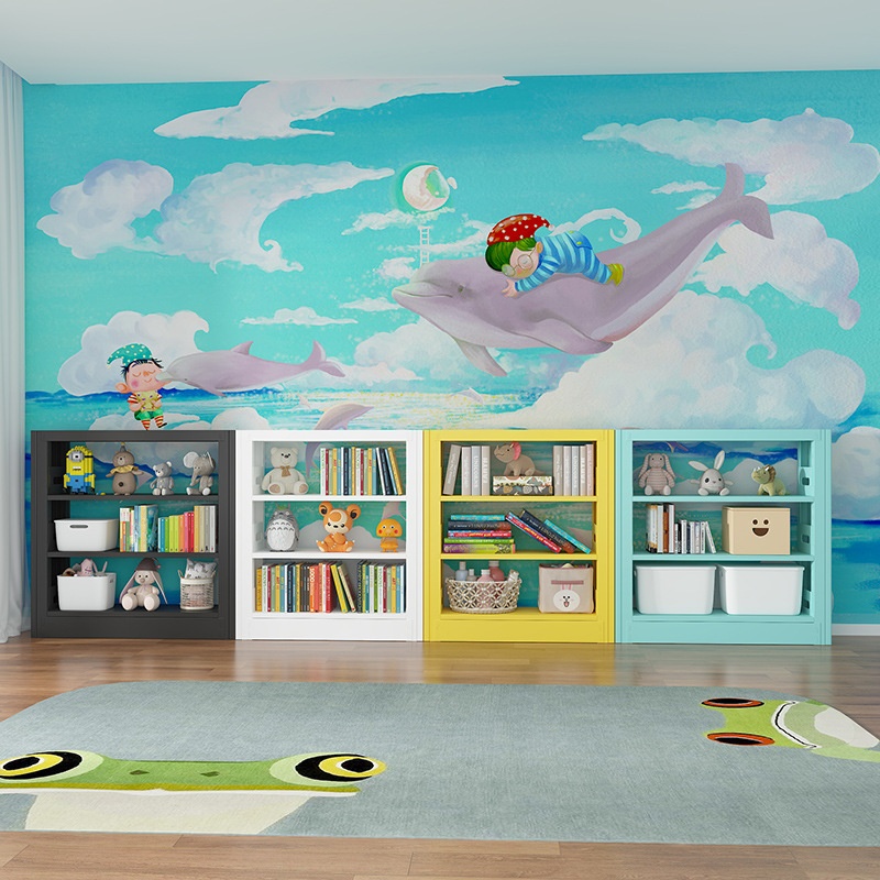 1 Meter High Children's Bookshelf Steel Storage Rack Multi-layer Iron Living Room Display Shelf Floor-standing Light Luxury Storage