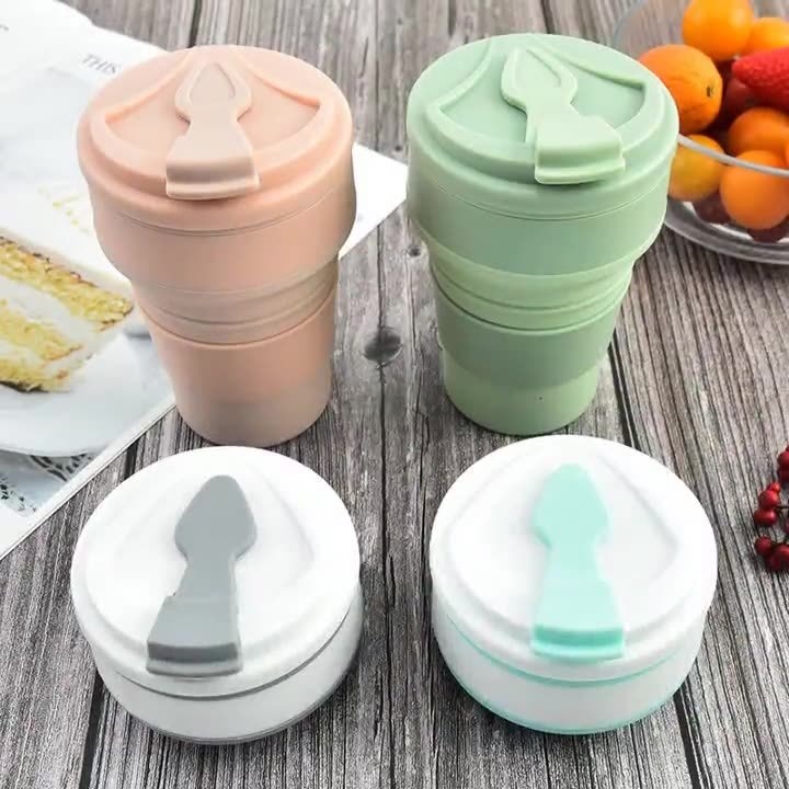 Silicone Foldable Water Cup Portable High Temperature Resistant Outdoor Cup Sports Camping Telescopic Coffee Cup Accompanying Creative Water Cup