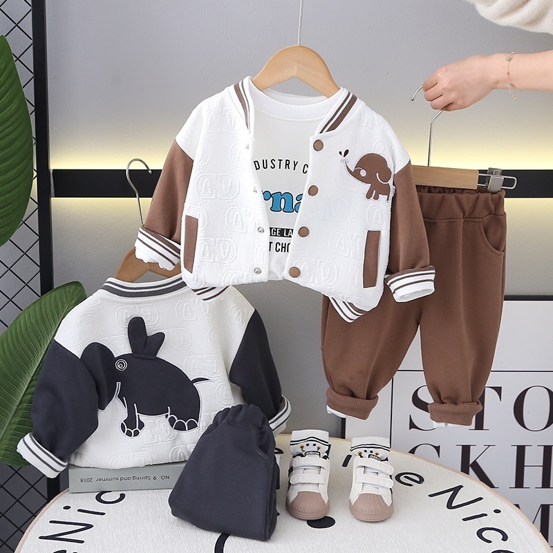 Back Elephant Three-piece Suit For Boys Autumn Suit Style Boy Spring Baby Children's Clothes Coat