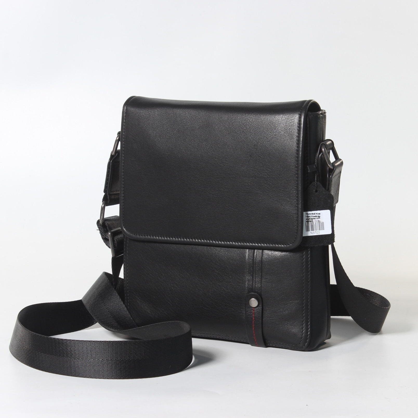 Men's Genuine Leather Shoulder Bag First Layer Cowhide Vertical Crossbody Bag Street Fashion Cover Men's Bag