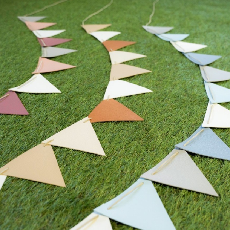 3m Hanging Rope Tent Flag Outdoor Camping Triangle Leather Flag Decoration PULeather Waterproof String Flag