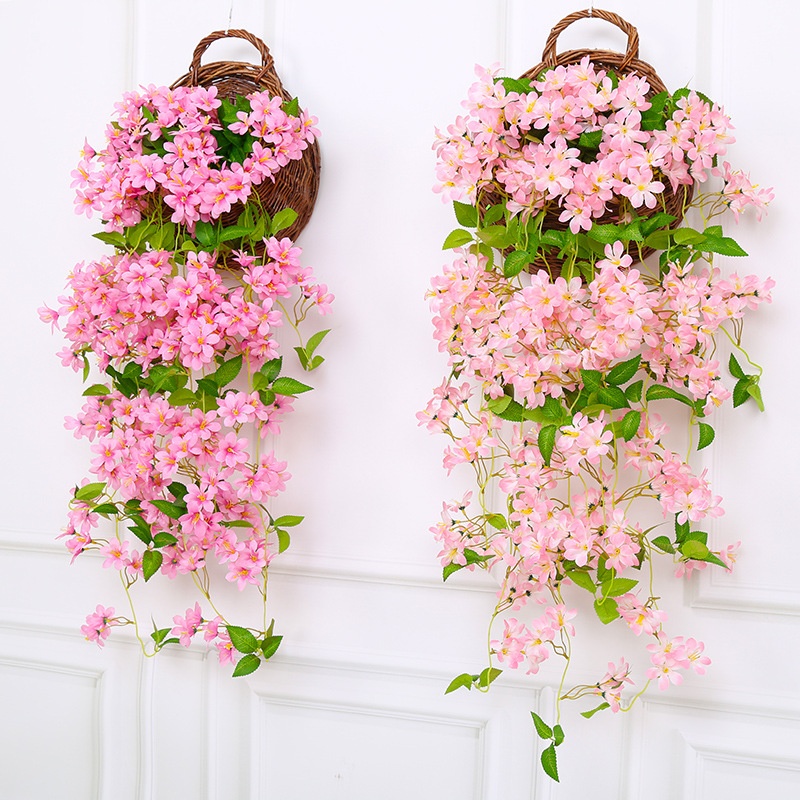 Simulation Of Winter Jasmine Wall Hanging Living Room Wall Fake Flower Decoration Indoor Hanging Orchid Vine Hanging Rattan Green Plant Vine