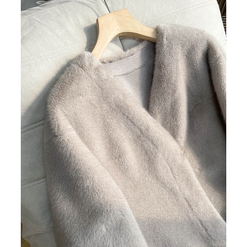 The Fugitive Daughter's Ultra-high-weight European Mink Velvet Imitation Mink Fur Jacket Has A Loose V-neck And Is Really Popular With Celebrities. - 3