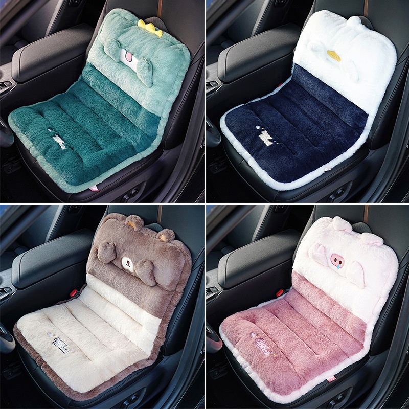 Cute Cartoon Car Seat Cushion Winter Plush Warm Embroidered Car Reliable Seat Cushion Car Seat Cushion