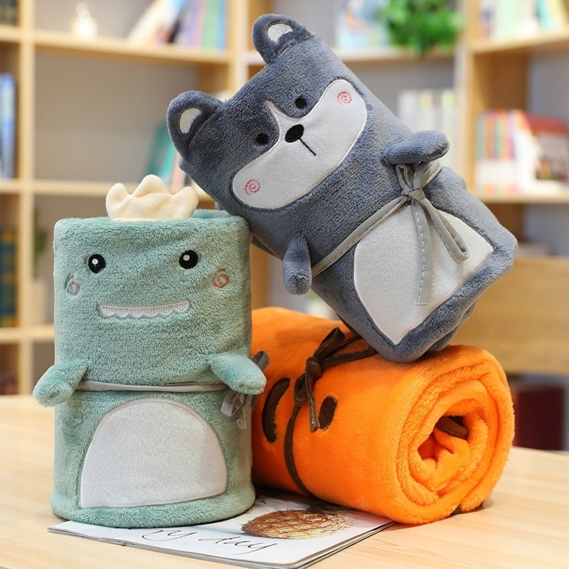 Cute Dinosaur Children Blanket Baby Roll Blanket Cover Blanket Office Nap Blanket Coral Fleece Cartoon Animal Air Conditioning Blanket