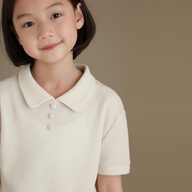 Children's Clothing Summer Products Girls Children's Polo Knitted T-shirt Baby Pullover Short-sleeved Tops Casual Simple