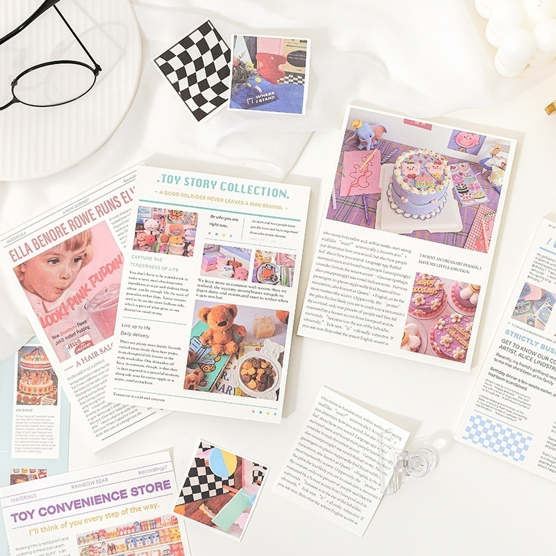 Paper Dyed Material Book Girl Star Paradise Series Simple Literary Handbook Message Note Material Paper50 Sheets4 Types