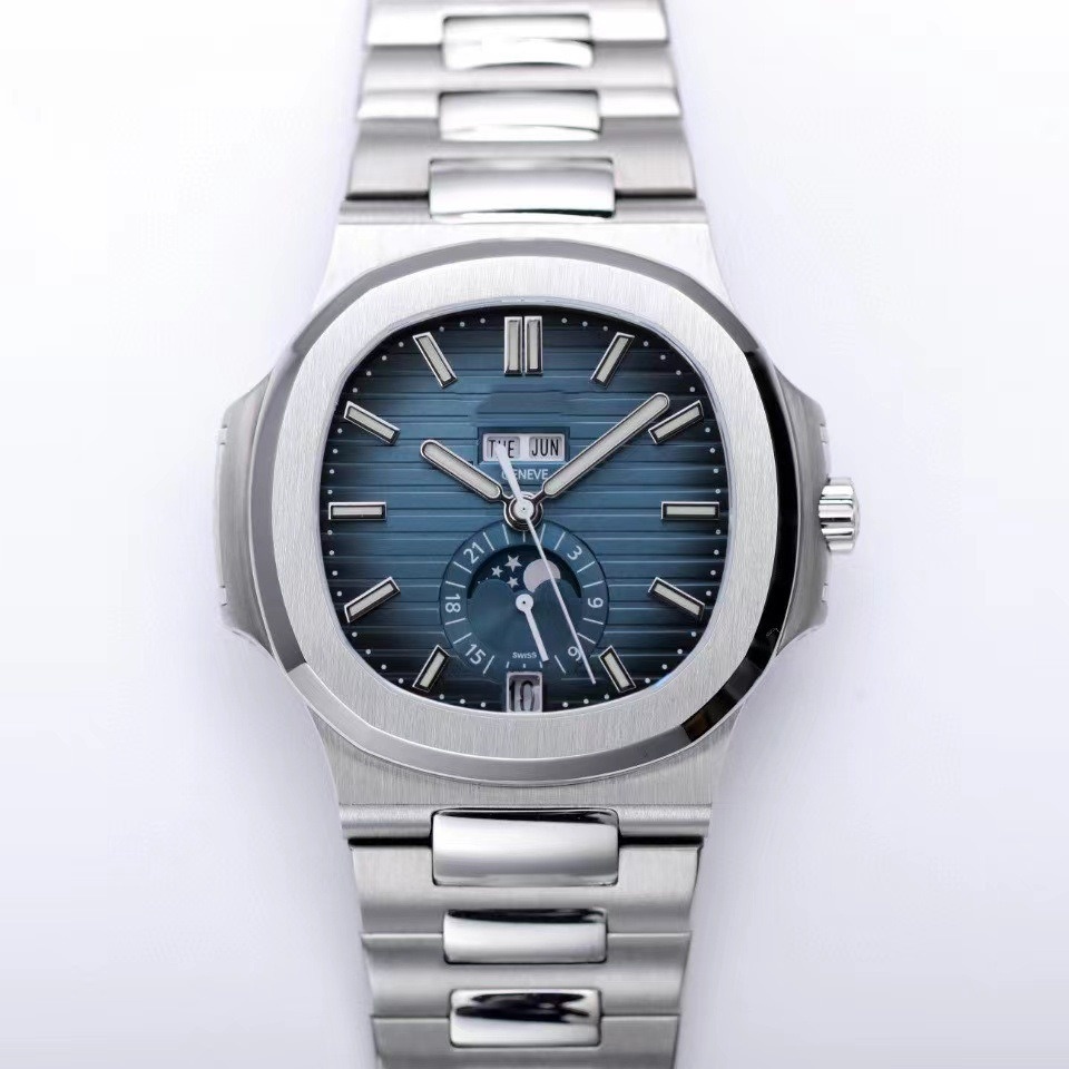 PPF Baida 5726 Nautilus Series Watch Dual Calendar Moon Phase Diamond Fully-automatic Mechanical Men's Watch