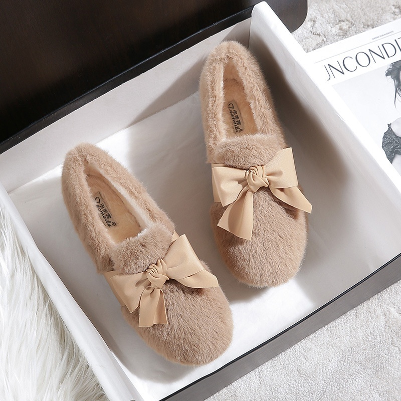 Mao Mao Shoes Women Wear Autumn And Winter Mink Velvet Thick-soled Cotton Shoes Fleece-lined Bean Shoes Lazy People Shoes Shoes