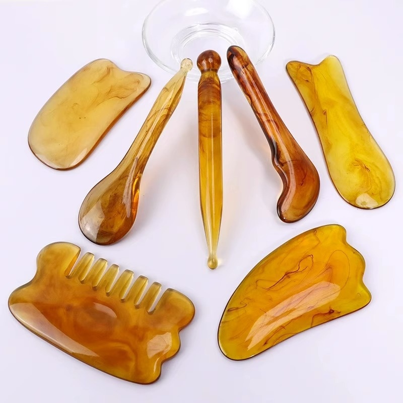 Amber Scraping Plate Suit Health Care Massage Point Pulling Tendon Beauty Piece 7 Pieces Suit Foot Massage Massage Massage Special