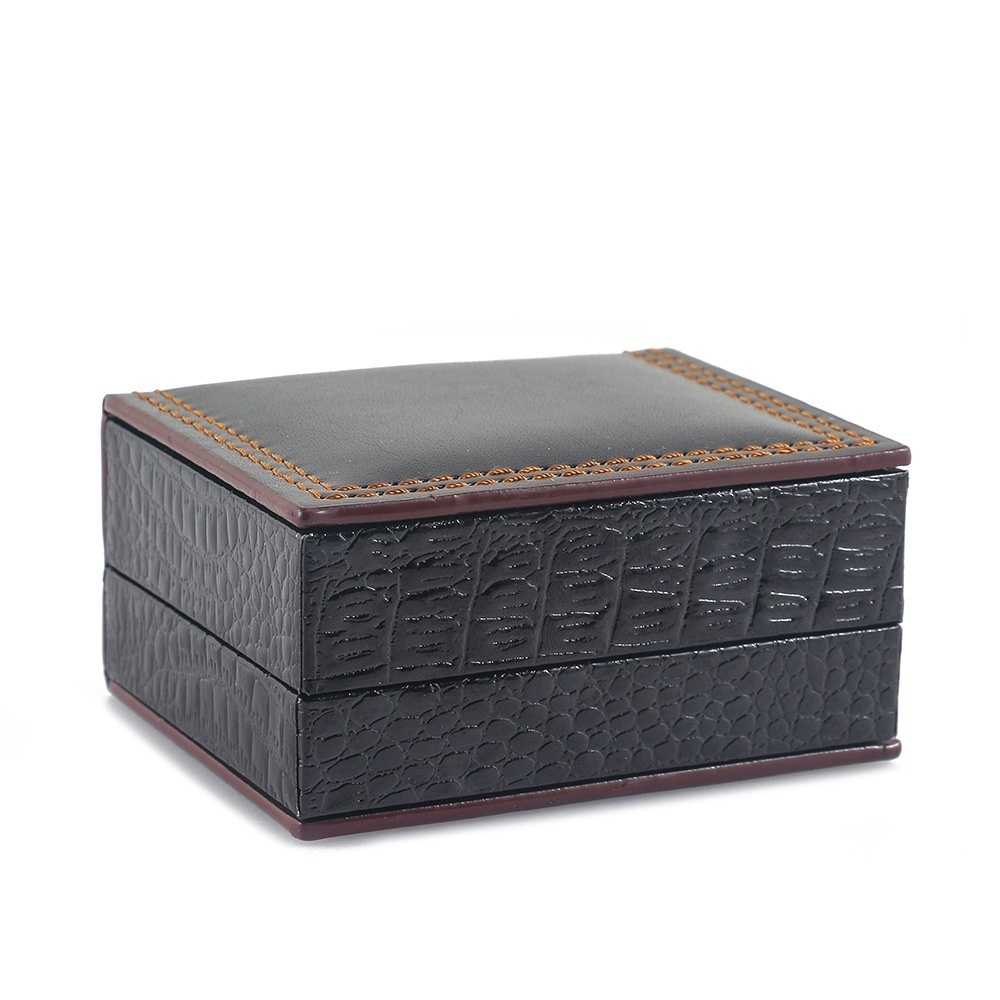 High-grade PUSeam Cufflinks Box Black Plastic Flip Cover Cufflinks Jewelry Box Cufflinks Box