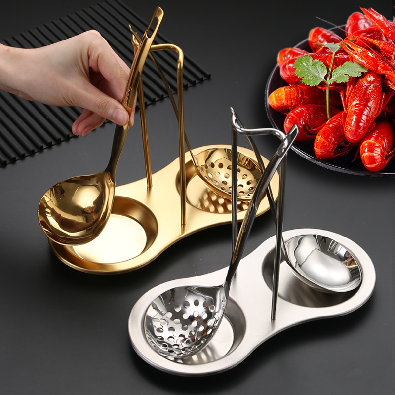 Stainless Steel Soup Spoon Rack Creative Hot Pot Tableware Gift Hotel Kitchen Gadgets Gold Kitchenware Soup Shell Rack