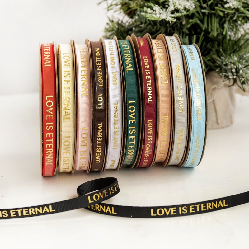1 CMScrew Hot Stamping Ribbon English Letter Ribbon Flower Packaging Ribbon Gift Souvenir Tie