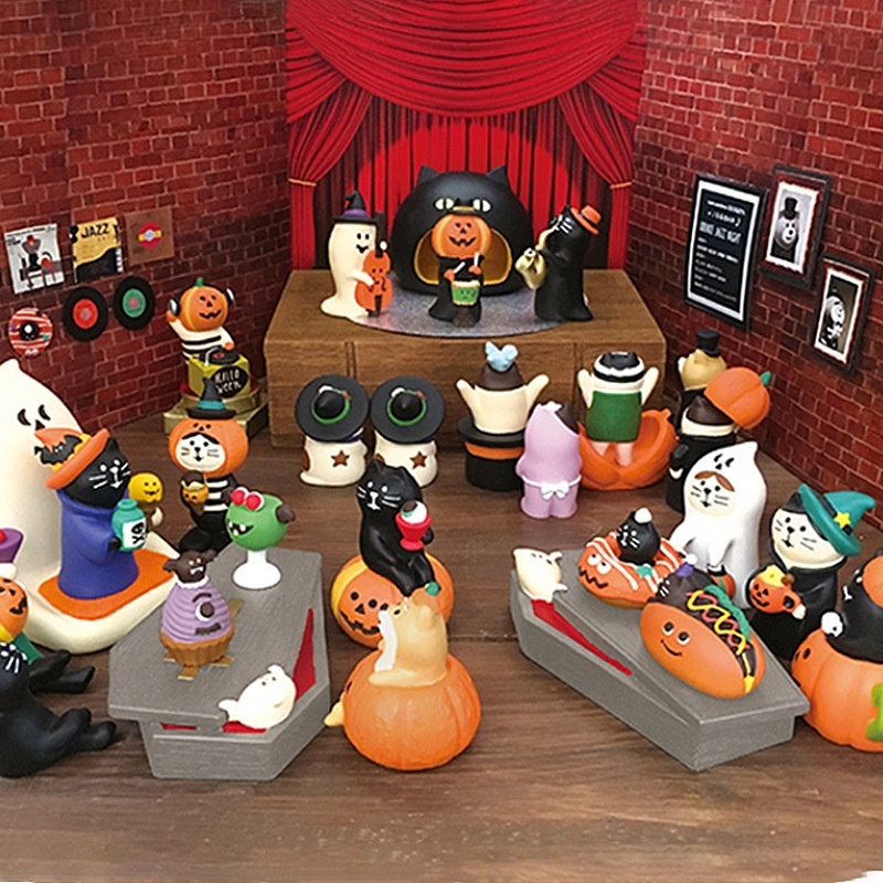 Zakka Halloween Ornaments Ghost Face Ghost Pumpkin Desktop Home DIYMicro Landscape Resin Small Ornaments Crafts