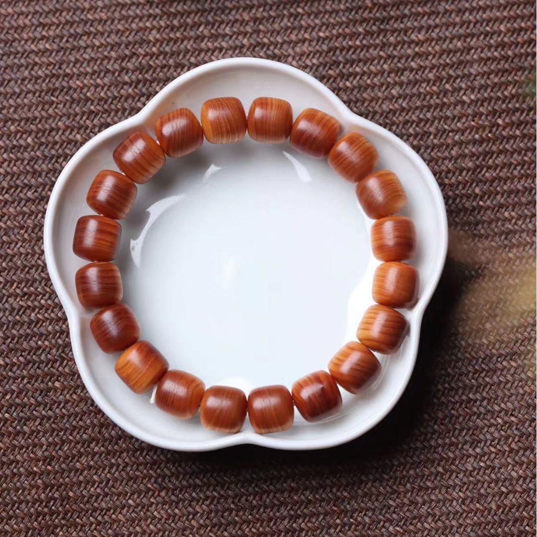 Black Oil High Density Bracelet1.0 Copper Column Bracelet Gentian Pattern Wooden Craft Gift