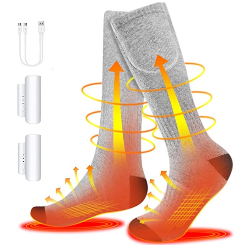 E-commerce Long Tube Heating Socks Pure Cotton Electric Heating Socks Men And Women Sports Charging Warm Feet Ski Socks