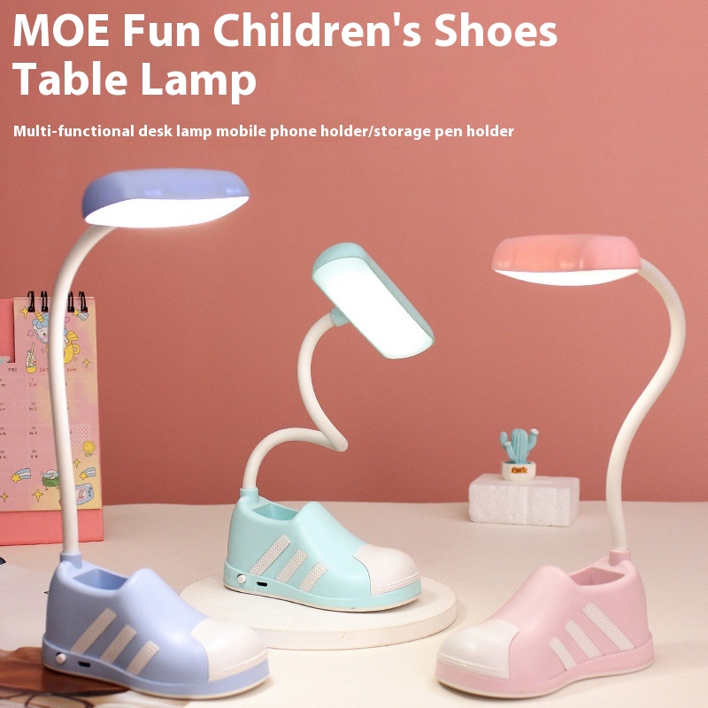 Carefully Selected Cute Children's Shoes With High Value Desk Lamp,Cartoon Sneakers,Pen Holder,Small Desk Lamp,Dormitory Bedside Mobile Phone Holder Desk Lamp