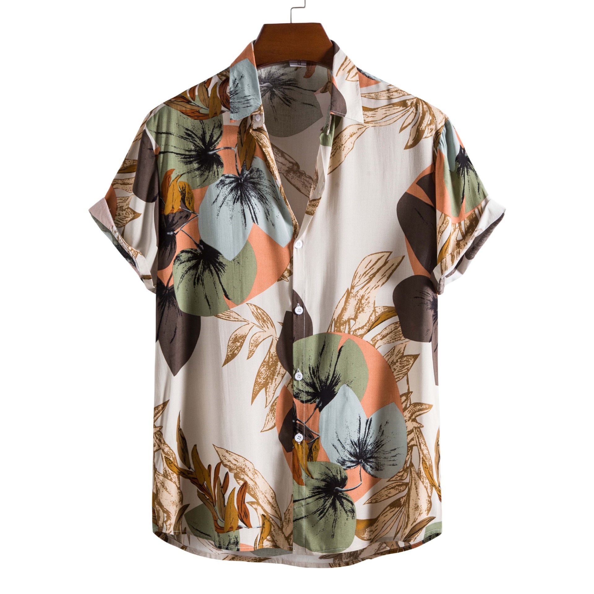 European,American And Southeast Asian Men's Fashion Printed Beach Short-sleeved Shirt