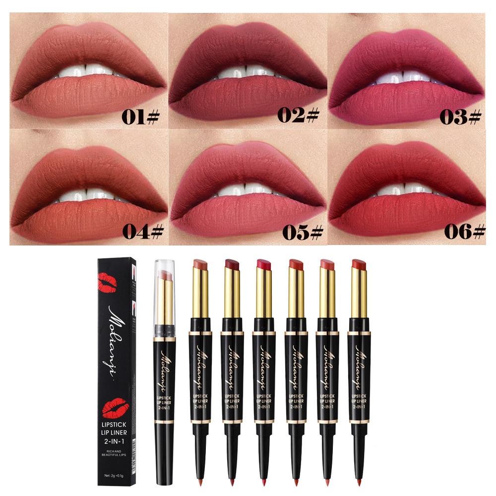 Matte Lip Liner Lipstick Pencil Red Contour Tone Lipstick Lasting Non-stick Cup Moisturizing Lip Makeup