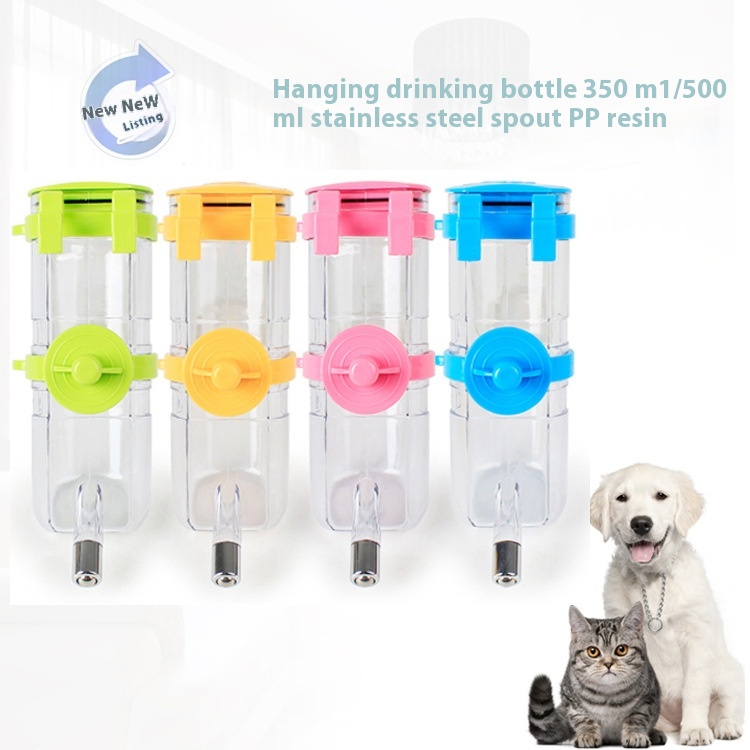 Dog Cage Hanging Drinking Bottle Spring Steel Ball No Show Steel Mouth Pet Automatic Drinking Fountain Promotion