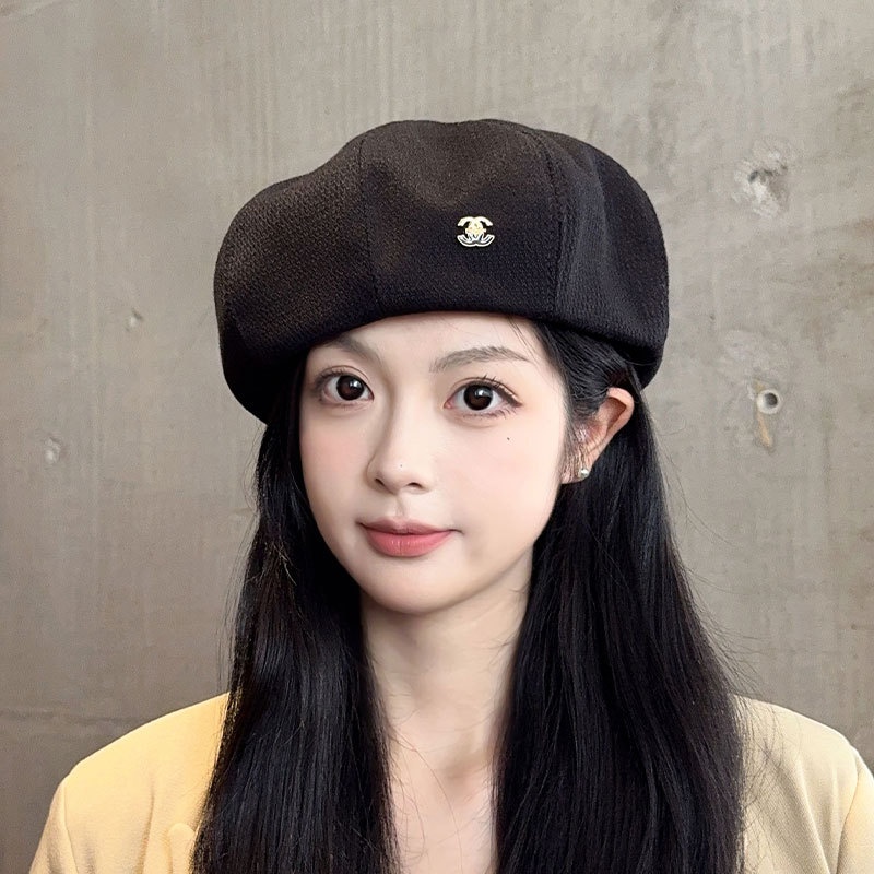 Beret Women's Spring Autumn And Winter Big Head Circumference Face Small Korean Brown Painter's Hat Autumn And Winter Octagonal Hat