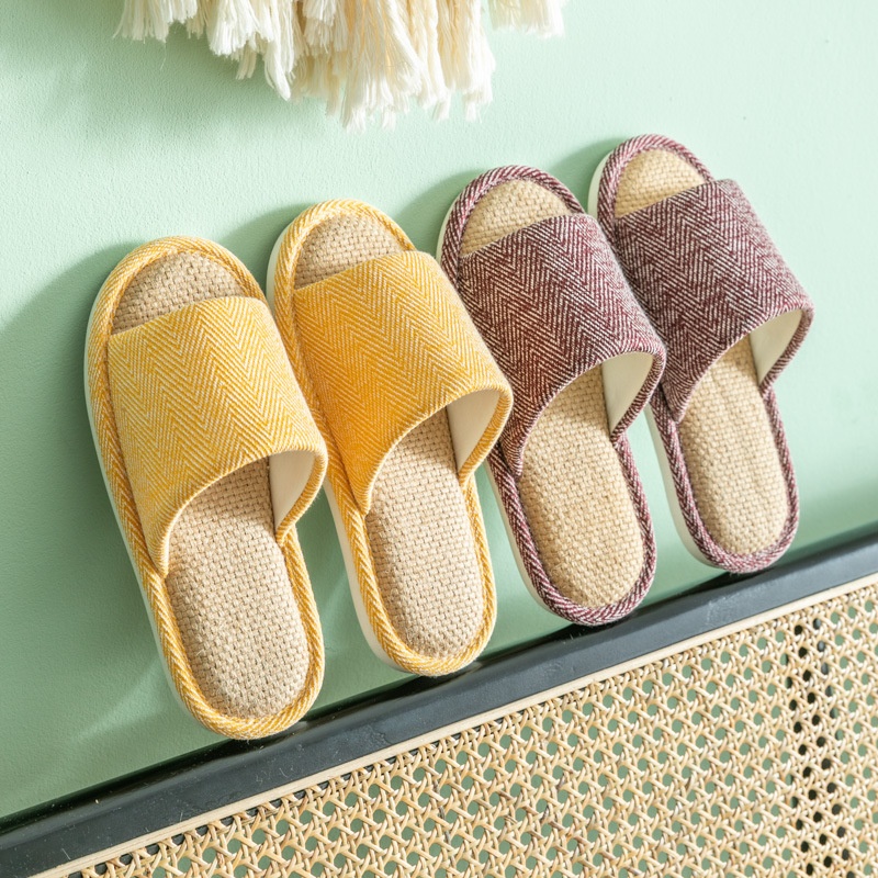 Hot-selling Linen Slippers For Women In Summer,Breathable,Non-slip And Soft-soled Couple Slippers For Home Use,s