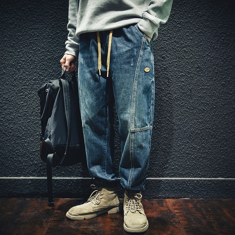 Autumn And Winter Men's Loose Jeansy Big Size Fat Trousers Men's Winter Plus Velvet Thickened Trousers Men's Trousers