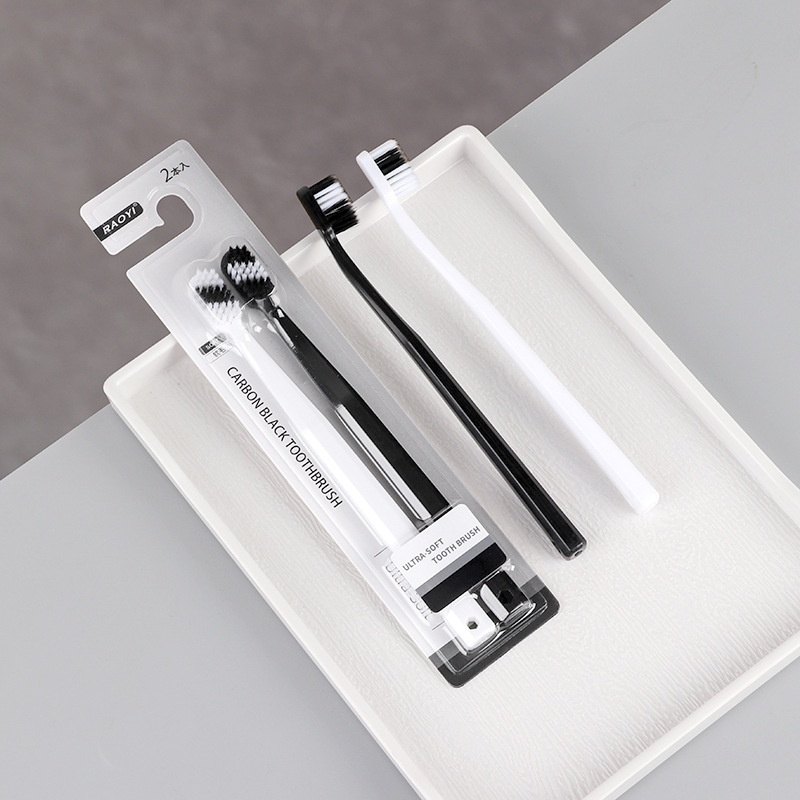 Black And White Bamboo Charcoal Soft Bristle Toothbrush2 Antibacterial Soft Bristle Toothbrush Household Oral Cleaning Toothbrush