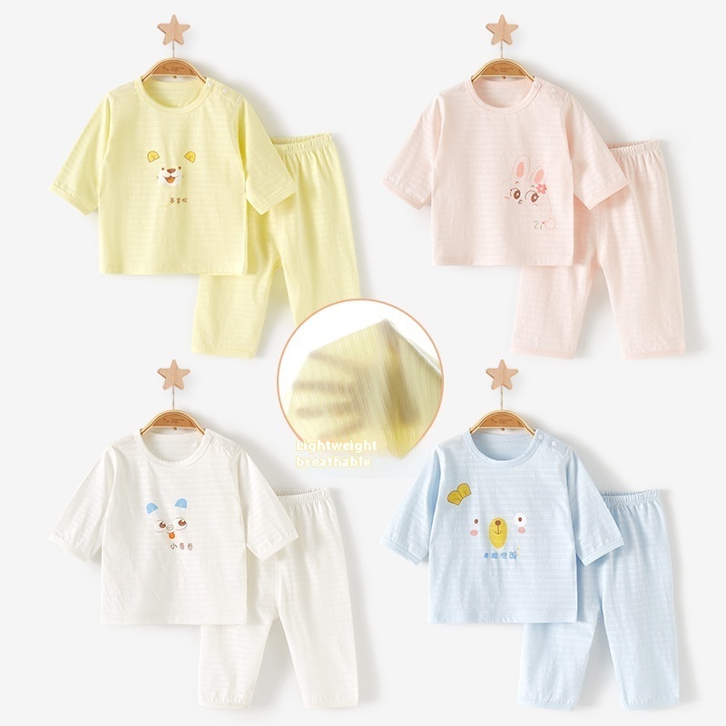 Baby Suit Summer Thin Air Conditioning Split Boys And Girls Two-piece Suit Split Children's Mid-sleeve Pajamas Baby Clothes