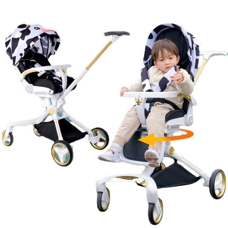 Baby Stroller Lightweight Foldable Stroller Two-way Sitting And Lying Baby Stroller High Landscape One-button Folding Artifact
