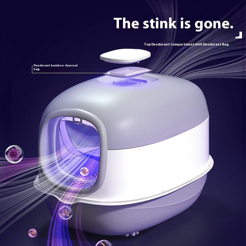 Oversized Pet Cat Litter Box Fully Enclosed Splash-proof Deodorizing Pet Cat Toilet Intelligent Sterilization Pet Cat Litter
