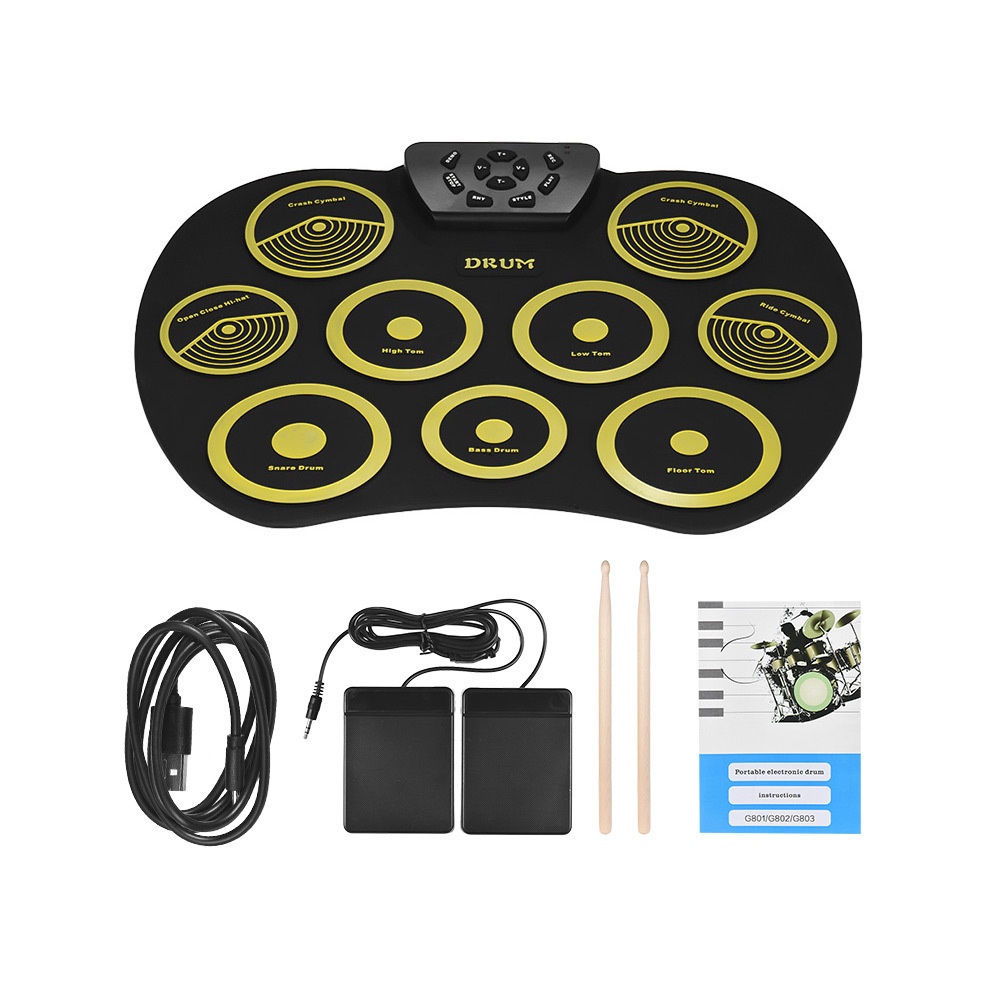 Desktop Hand-rolled Drum Set G801 Portable Electronic Drum With Foot Pedal Children's Percussiontrument
