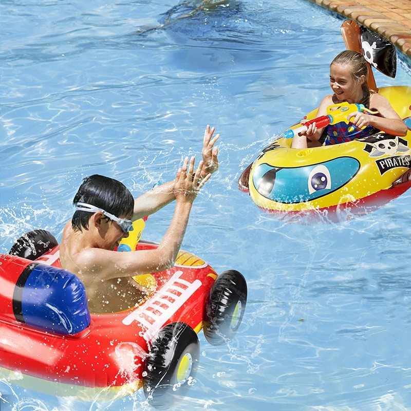 Water Spray Children's Swimming Ring Cartoon Inflatable Boat Water Pool Floating Toy Car Water Fight Baby