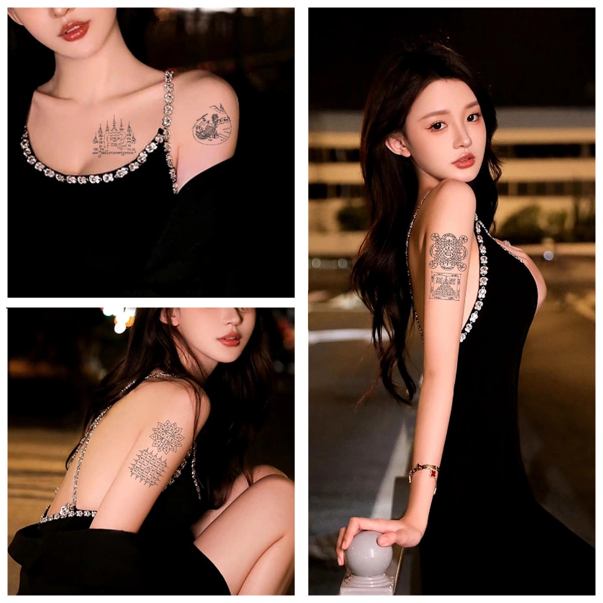 Online Celebrity Herbal Juice Tattoo Stickers Thailand Thorn Green Semi-permanent Tattoo Stickers Simulation Sweat