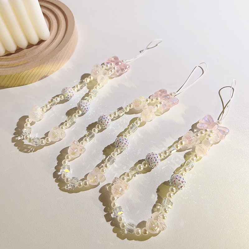 Semi-permeable Irregular Korean Style Mobile Phone Lanyard Mobile Phone Case Chain Camera Ccd Keychain Pendant Women's Bead Chain