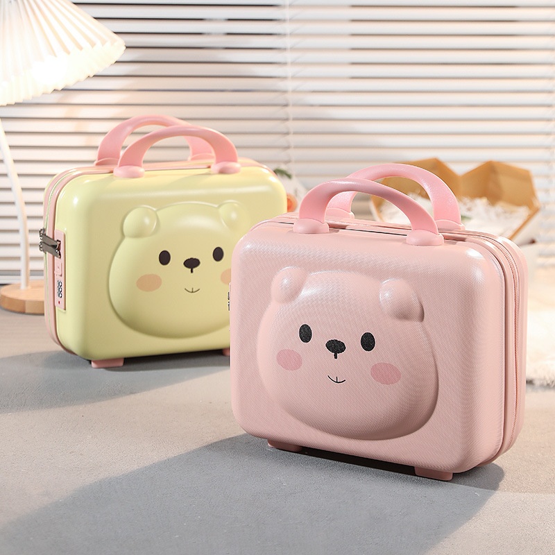 14-Inch Bear Handheld Luggage-Travel Suitcase,Cosmetic Bag,Mini Lockable Case