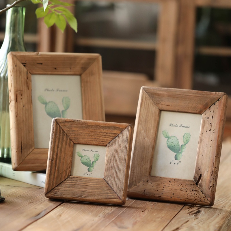 American Country Wood Retro Photo Frame3 Inch/6 Inch/7 Inch Solid Wood Photo Frame Living Room Decoration Ornaments