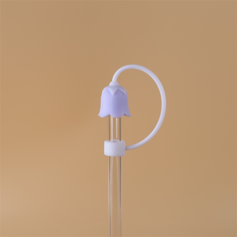 White Rope422 Creative Cute Silicone Straw Cover Bell Flower Flower Straw Cover810mm