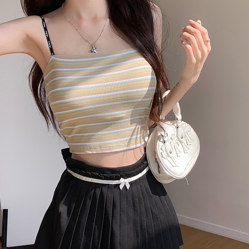 Striped Camisole Vest For Women,Summer Style,Outer Wear,Beautiful Back,Slimming,Inner Wear,Pure Desire,Hot Girl Top