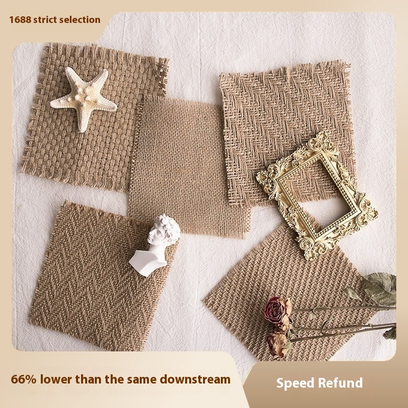 黄麻粗麻布复古垫子摄影拍照摆件道具背景韩风香薰蜡烛杯垫