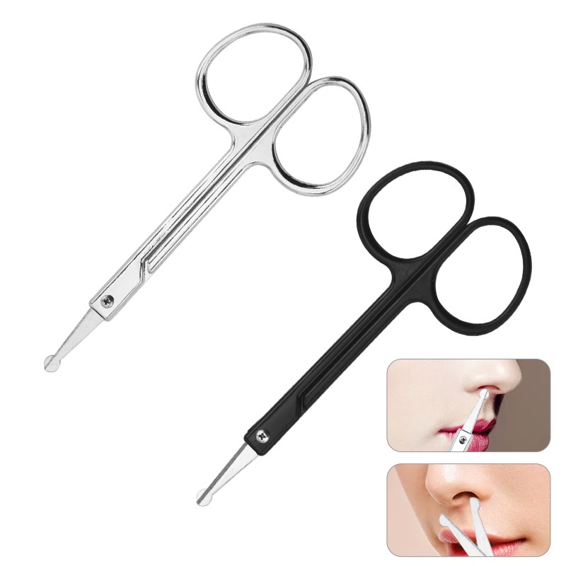 SElectroplating Round Head Nose Hair Scissors Zinc Alloy Beauty Scissors Trimming Nose Hair Beard Makeup Tools