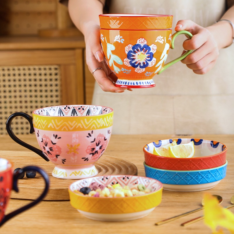 Songfa Porcelain Underglaze Color Mug Office Large Capacity Breakfast Cup Creative Drinking Cup Milk Cup Couple Cup