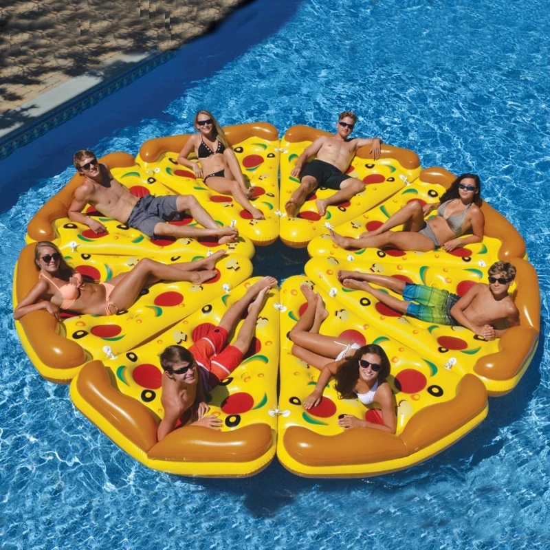 Inflatable Pizza Floating Row Summer Adult Water Lounge Chair Colorful Entertainment Floating Bed Swimming Pool Mount Swimming