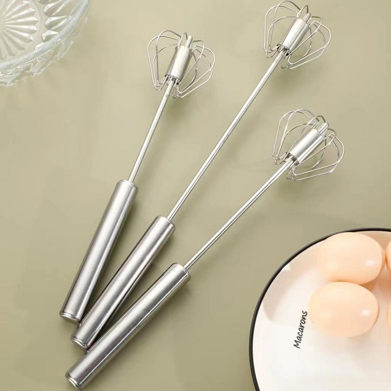 Stainless Steel Egg Beater Household Small Semi-automatic Multi-function Milk Beater Press Type Whisk Handheld Mixer