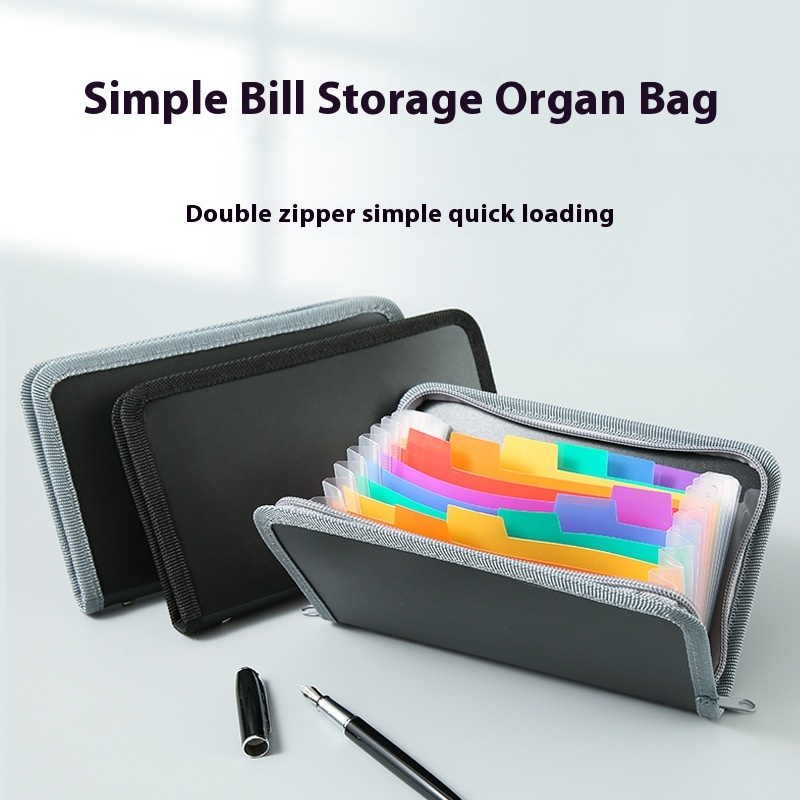 A6 Mini Accordion Bag Rainbow Edging Zipper Accordion Folder Bill Storage Multi-layer Folder