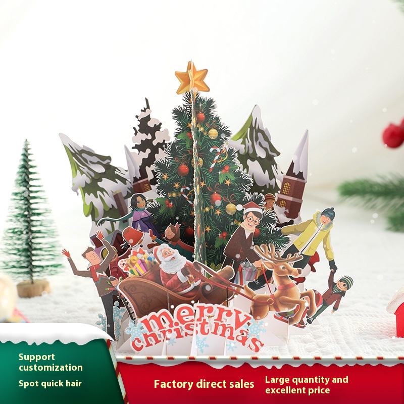 Christmas Three-dimensional Greeting Card Christmas Party3 D Handmade Ornaments Paper Carvings Creative Gifts Blessing Cards