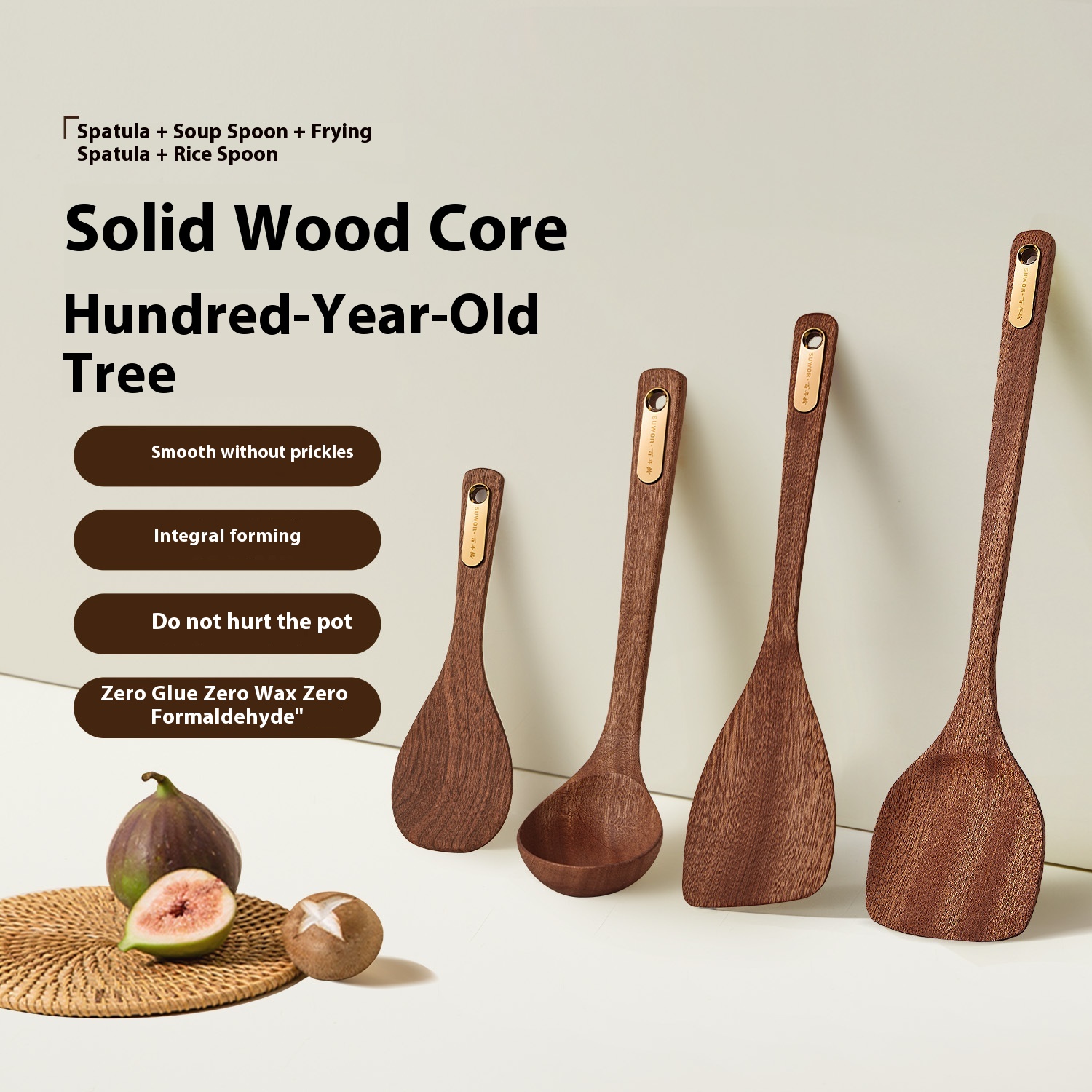 Golden Standard Ebony Spatula, Non-Stick Cooking Spatula, Wooden Spatula For Cooking, Household High Temperature Resistance And Anti-Scalding