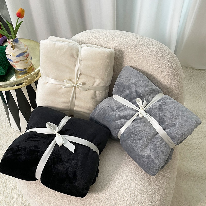 Solid Color Flannel Blanket Summer Nap Blanket Spring And Autumn Cover Blanket Office Small Blanket Sofa Blanket Air Conditioning Blanket