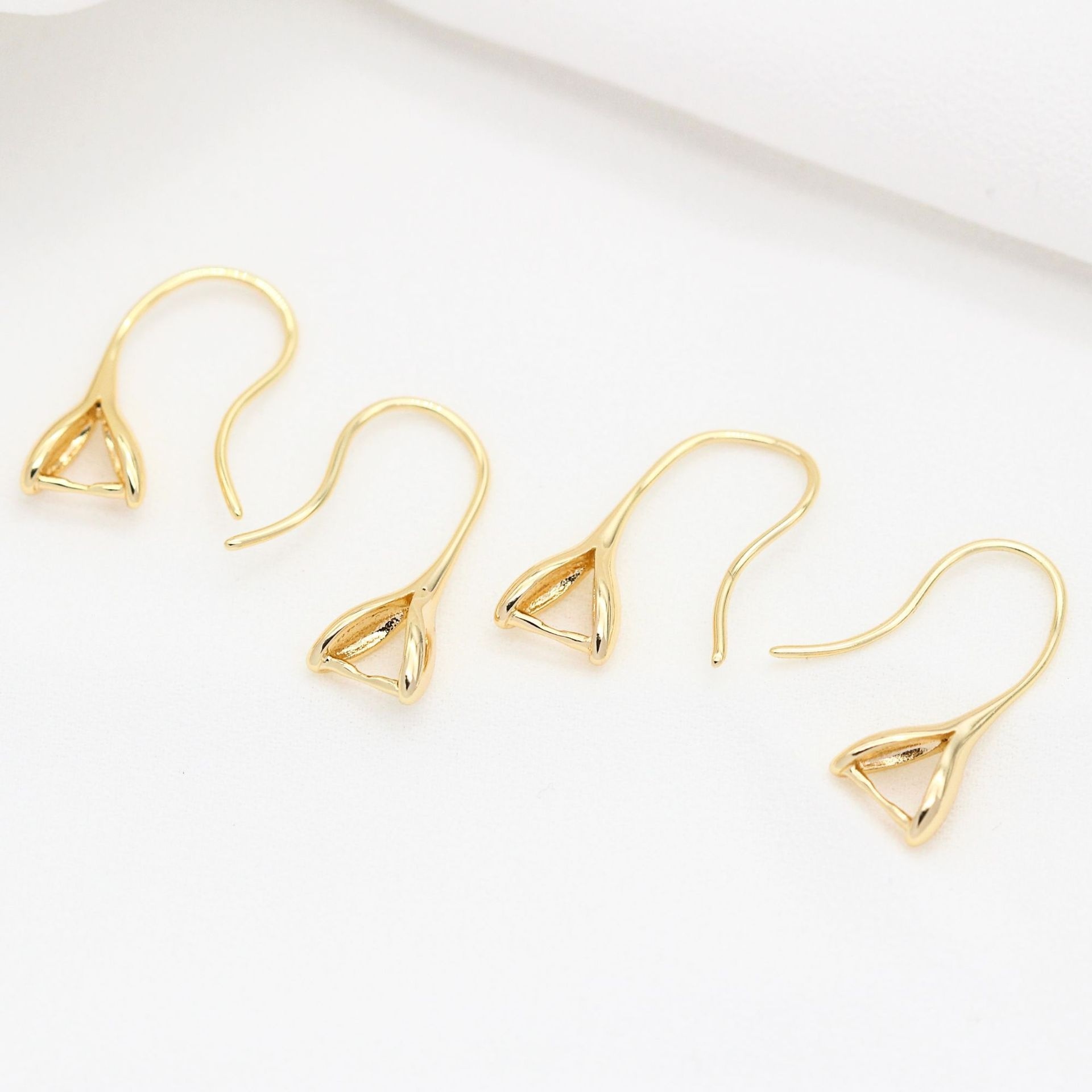 Korean Geometric Pure Copper Plated14 KReal Gold Melon Seed Buckle Ear Hook DIYEarrings Earrings Materials
